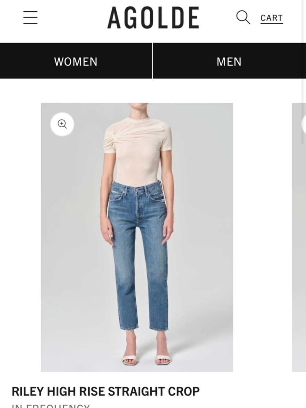 Agolde Mid-Blue High-Rise Straight Crop Jeans